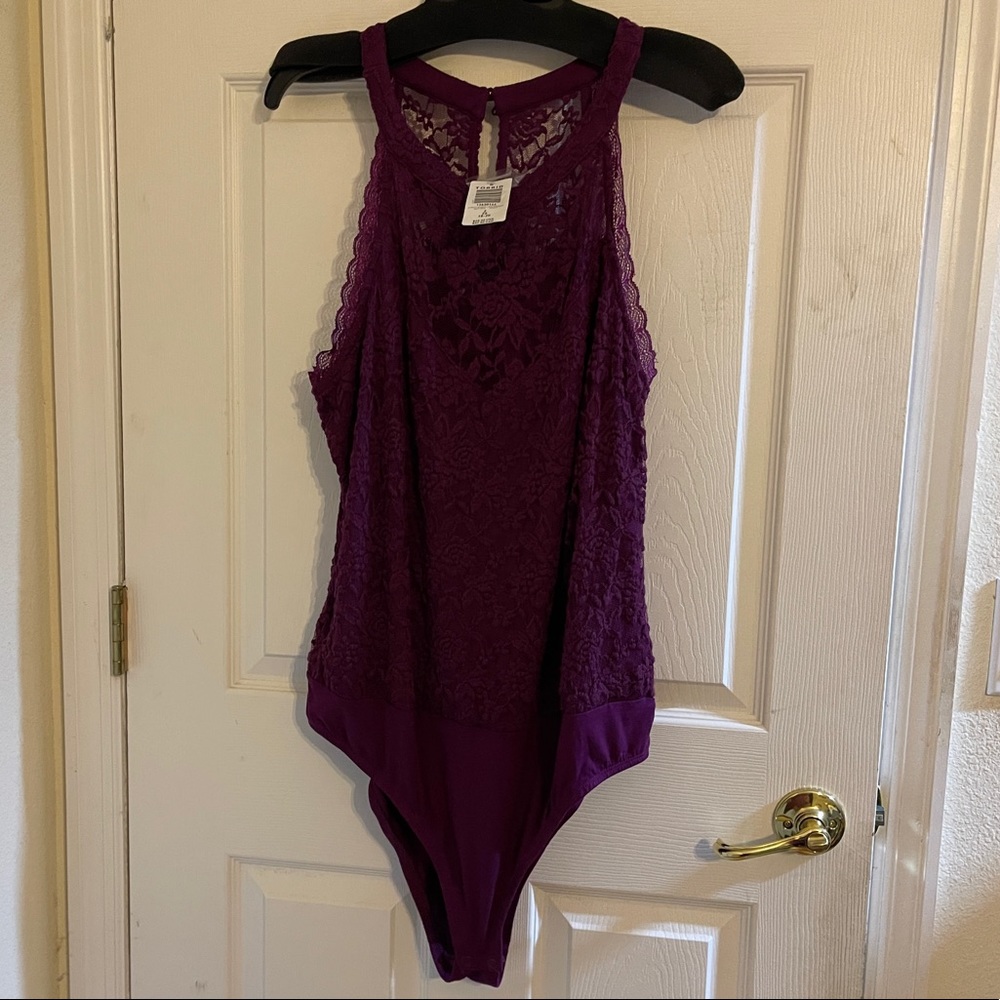 Torrid Purple High Neck Lace Bodysuit - Size 2 (2x) - Never Worn